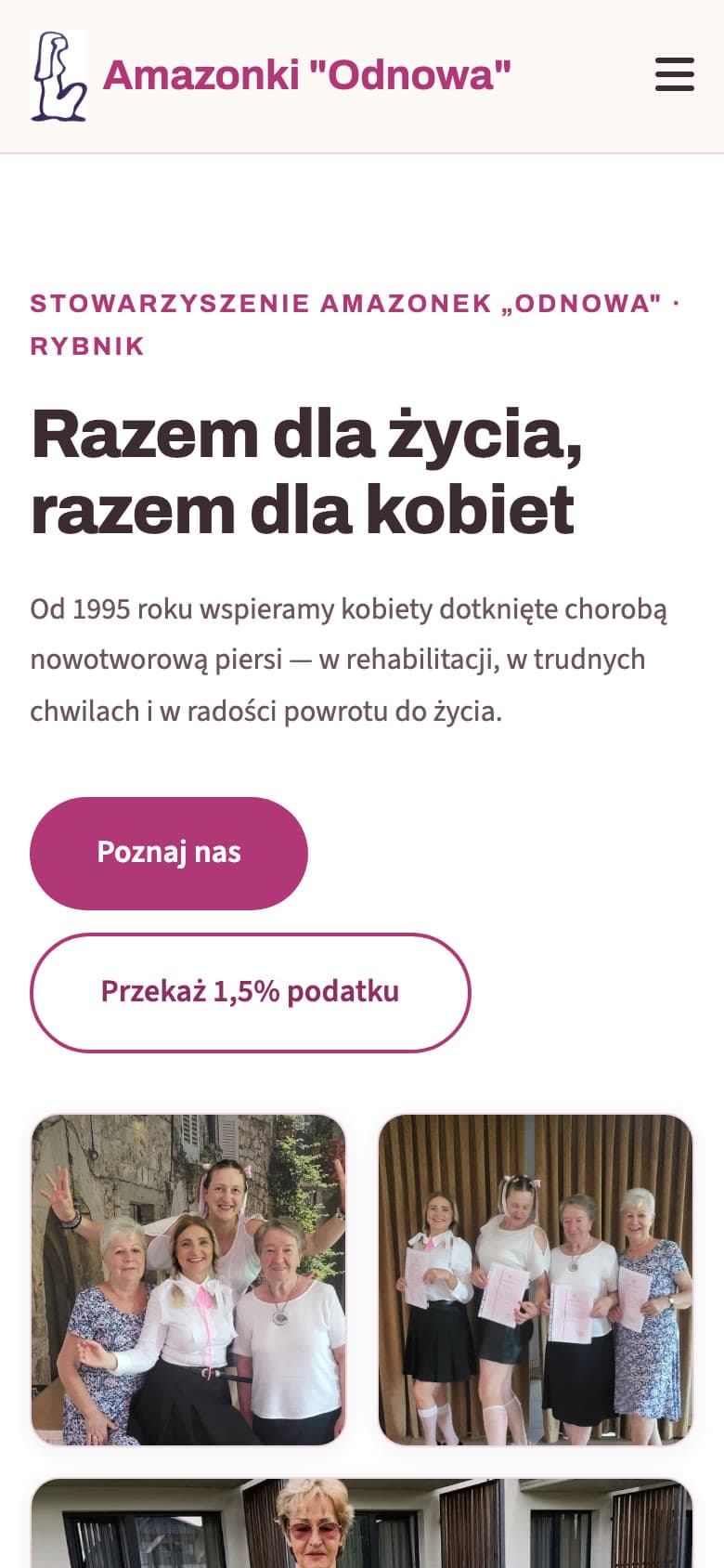 Strona internetowa organizacji non-profit — widok mobilny